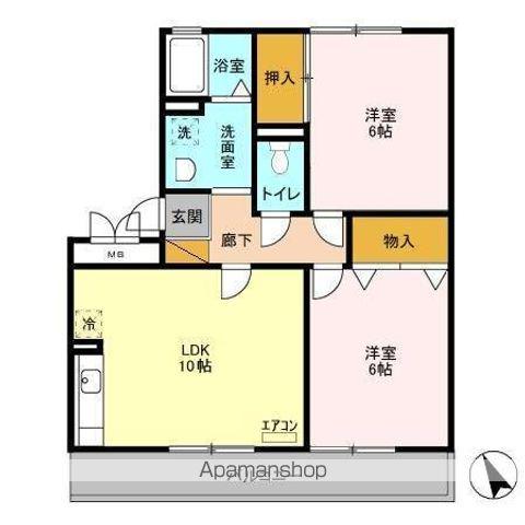 メゾンドォ渕谷A・B(2LDK/3階)の間取り写真