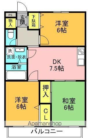 サワダハイツ(3DK/4階)の間取り写真