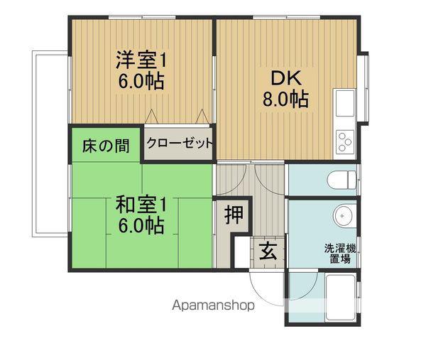 レジデンスWINGA棟(2DK/1階)の間取り写真