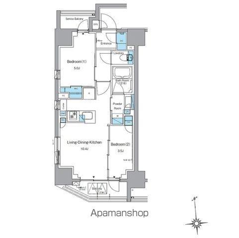 ルフォンプログレ上野稲荷町(2LDK/6階)の間取り写真