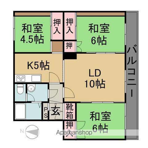 E・アパートメント(3LDK/1階)の間取り写真