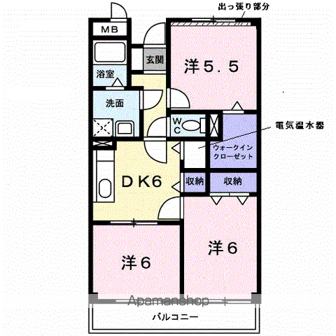 マルベル宇多津(3DK/4階)の間取り写真