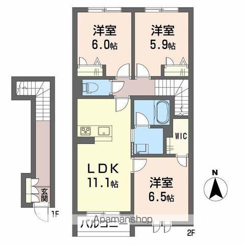 シャーメゾン駒止Ⅲ(3LDK/2階)の間取り写真