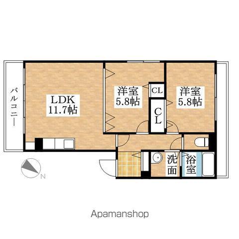 グランドステイ須ヶ口(2LDK/2階)の間取り写真