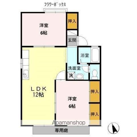 グランドゥール岩崎A棟(2LDK/1階)の間取り写真