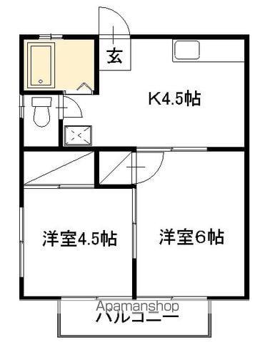 清水アパート(2K/2階)の間取り写真