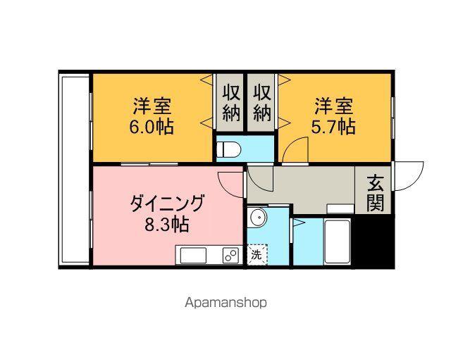 ディアコート8番館(2DK/2階)の間取り写真
