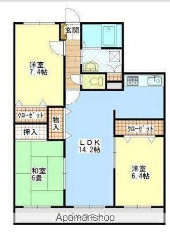 フォブール村上Ⅱ(3LDK/2階)の間取り写真
