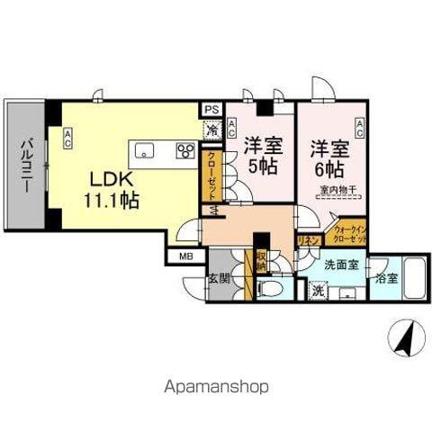プライム フォレスト 百合ケ丘(2LDK/2階)の間取り写真