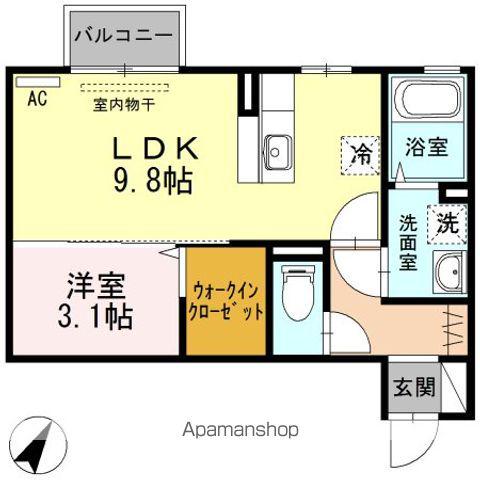 マリオンⅢ(1LDK/2階)の間取り写真