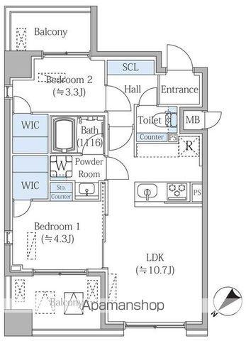 グランジット月島TOKYO BAY(2LDK/6階)の間取り写真