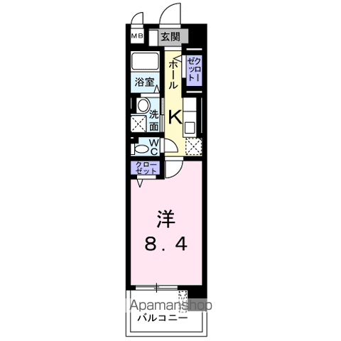 グラン アベニューⅠ(1K/4階)の間取り写真