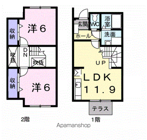 パークサイドスズキ(2LDK/1階)の間取り写真