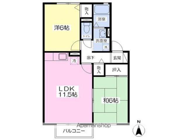 アクセス コモードA棟(2LDK/2階)の間取り写真