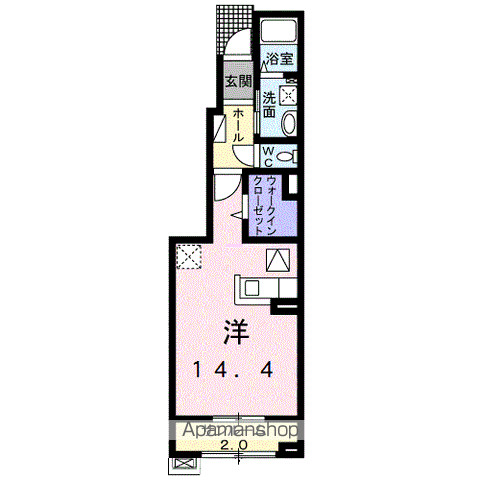 スイセンⅡ(ワンルーム/1階)の間取り写真