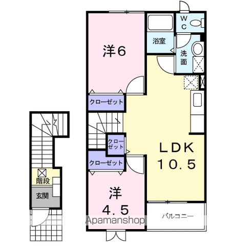 ソレイユⅠ(2LDK/2階)の間取り写真