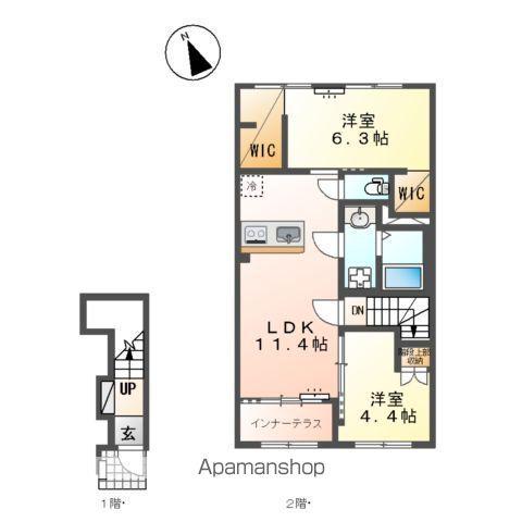 新発田市諏訪町アパート(2LDK/2階)の間取り写真