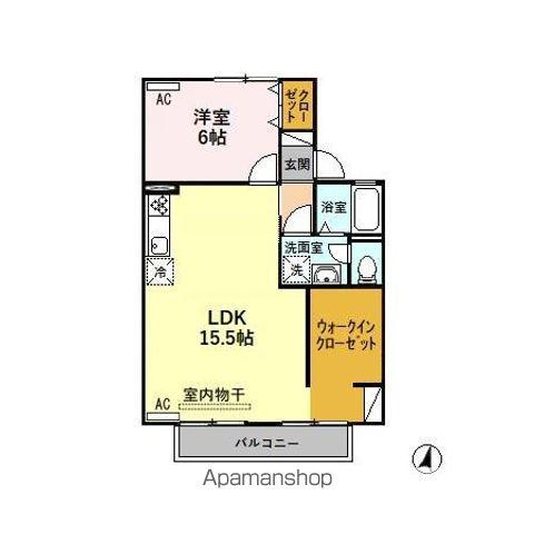 セジュール旭ヶ丘 B(1LDK/2階)の間取り写真