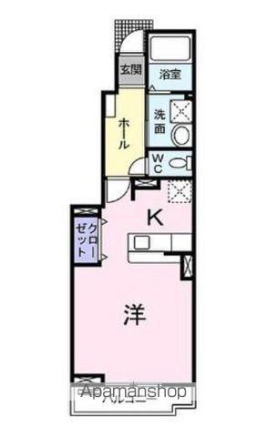 アンソレイエⅠ(ワンルーム/1階)の間取り写真