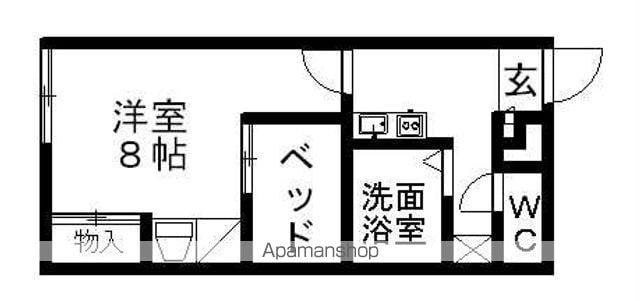 レオパレスNEO若草(1K/1階)の間取り写真