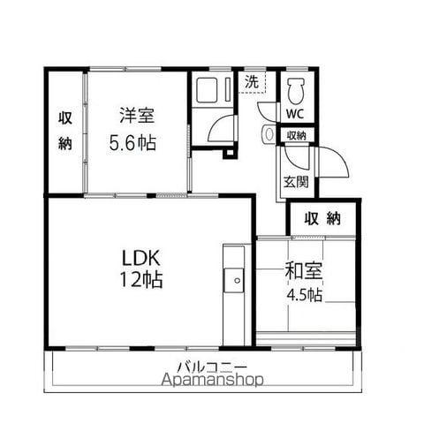 仙台沖野団地9号棟(2LDK/3階)の間取り写真