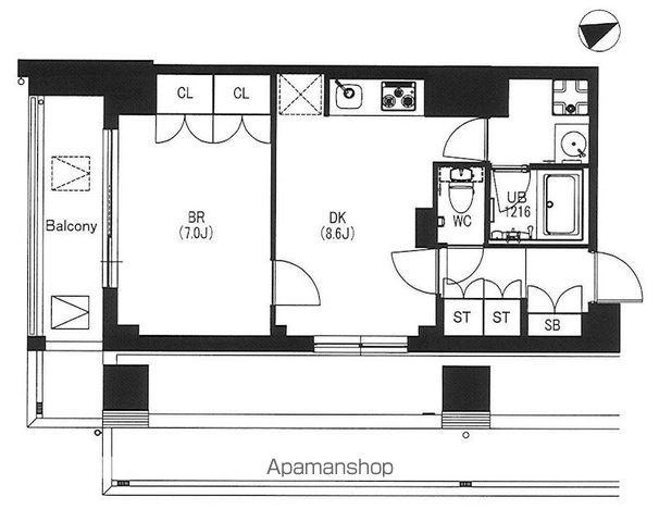 エスティメゾン中野(1DK/4階)の間取り写真