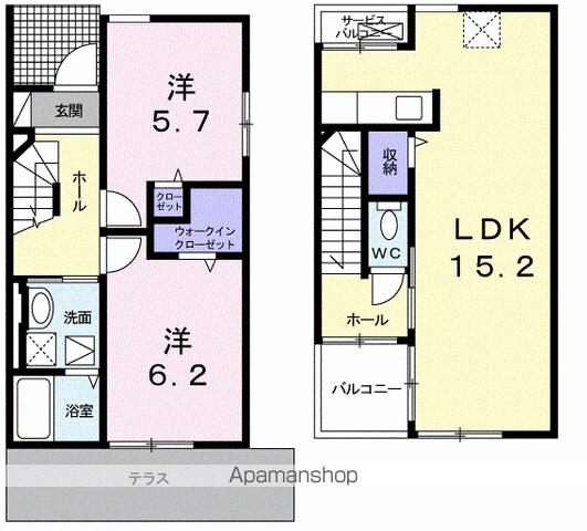 エアリー(2LDK/1階)の間取り写真