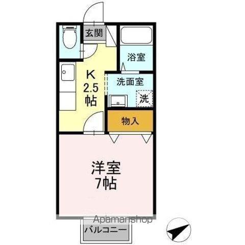 パークアベニュー(1K/1階)の間取り写真