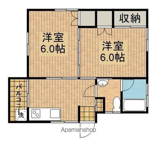 筏アパート(2K/2階)の間取り写真