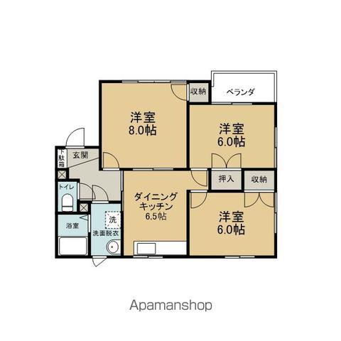 メープルタウンG棟(3DK/1階)の間取り写真