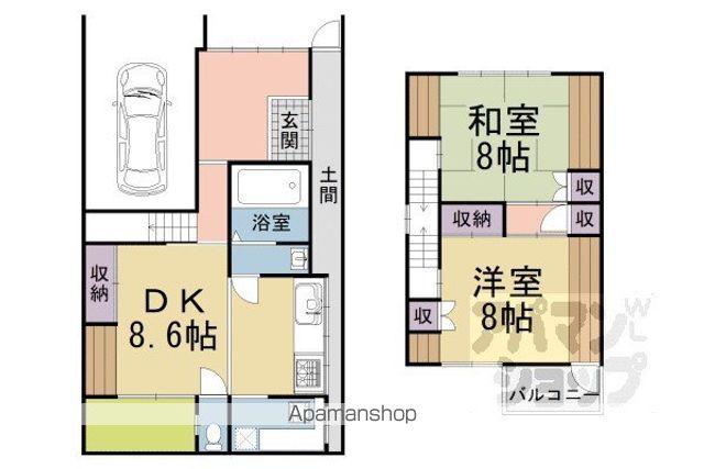 京阪電気鉄道鴨東線 出町柳駅 徒歩7分 1階建 築58年(2LDK)の間取り写真