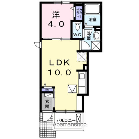 クラール南矢三C(1LDK/1階)の間取り写真