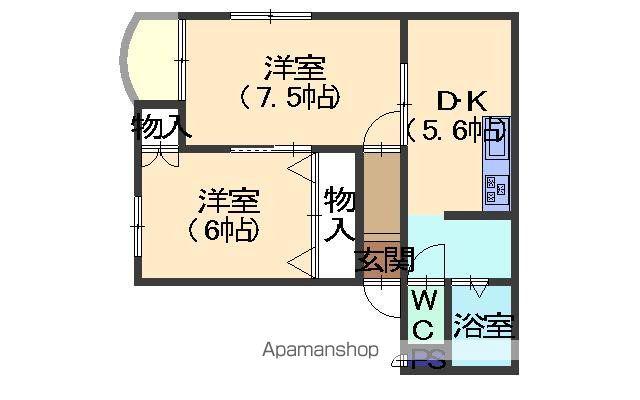 フレンドパーク川端(2K/2階)の間取り写真