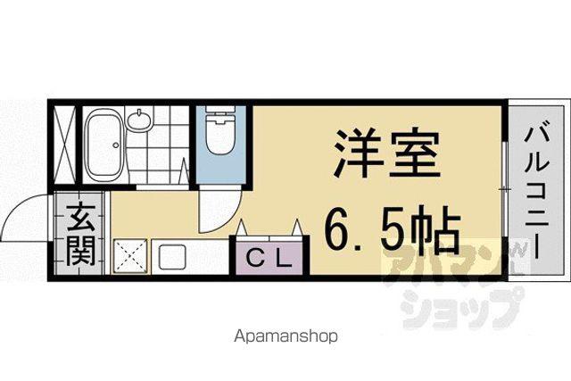 カーサ御所西(1K/4階)の間取り写真