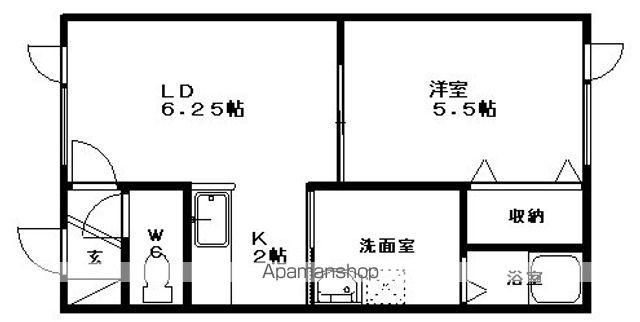 コーポディン(1DK/2階)の間取り写真