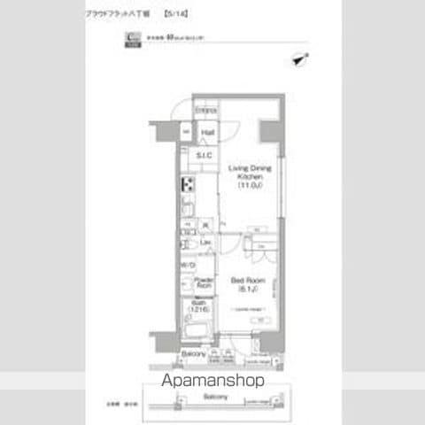 プラウドフラット八丁堀(1LDK/4階)の間取り写真