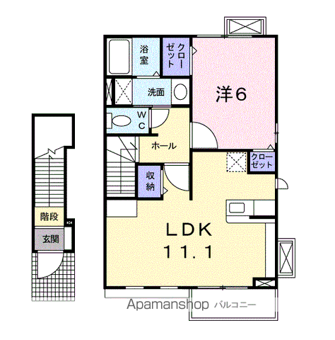 ベル・ブリーズSⅤ(1LDK/2階)の間取り写真