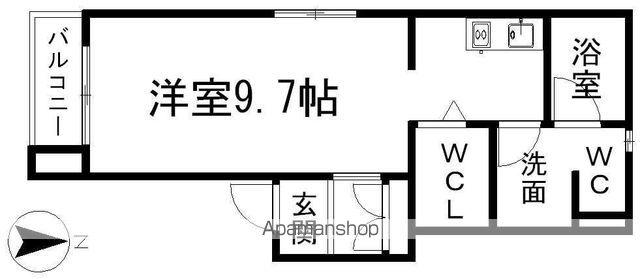 フラット矢田南(1K/1階)の間取り写真