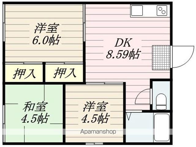 C-FLAT B棟(3DK/2階)の間取り写真