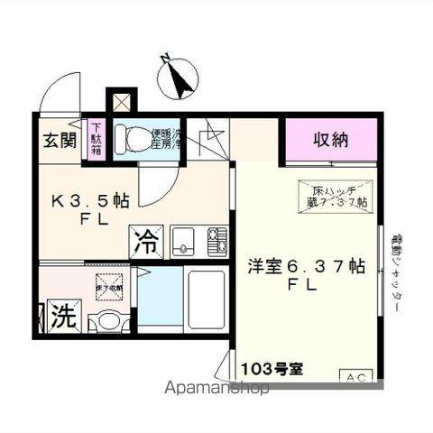 ラ・ラ・メルシェ(1K/1階)の間取り写真