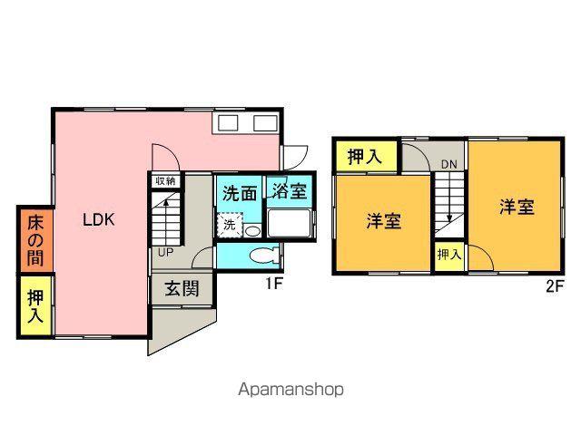 本四備讃線 宇多津駅 徒歩25分 2階建 築48年(2LDK)の間取り写真