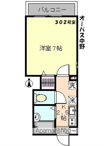 オーパス中野(1K/3階)の間取り写真