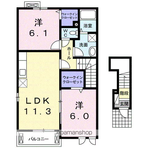 リバーサイド紫雲(2LDK/2階)の間取り写真
