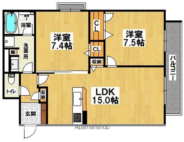 パラドール三国ヶ丘(2LDK/1階)の間取り写真