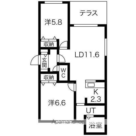 ブランシャール西28丁目(2LDK/1階)の間取り写真