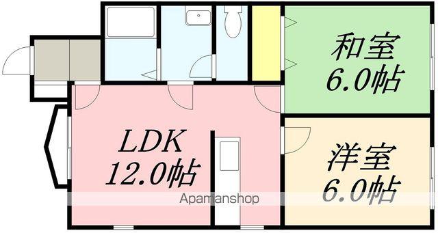 マルワアパート2(2LDK/1階)の間取り写真