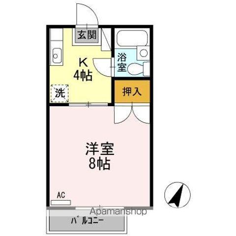 ハイム三原(1K/2階)の間取り写真