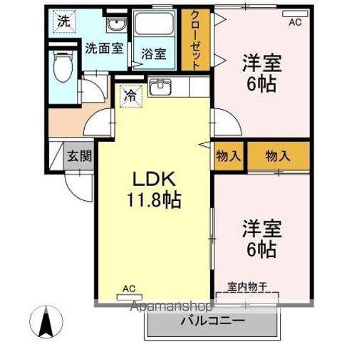 ファミール千鳥ヶ浜(2LDK/1階)の間取り写真