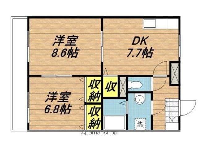 セゾンⅡ(2DK/1階)の間取り写真