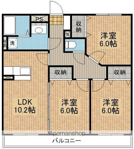 マンションノーブル(3LDK/2階)の間取り写真